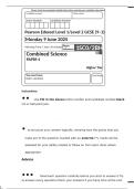 Pearson Edexcel GCSE Combined Science Paper 4 &lpar;High Tier&rpar;  2025 Exam Paper &plus; Mark Scheme