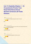 Intro To Hospitality &lpar;Chapters 1 - 14&rpar; Comprehensive Practice Test&vert; Study Guide Newest Actual Questions & Answers &lpar;A&plus; Guide Solutions&period;
