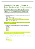Nevada C-3 Carpentry Contractor  Exam Questions And Correct Answers   &lpar;Verified Answers&rpar; Plus Rationales  2026 Q&A &vert; Instant Download Pdf
