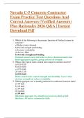 Nevada C-5 Concrete Contractor  Exam Practice Test Questions And  Correct Answers &lpar;Verified Answers&rpar;  Plus Rationales 2026 Q&A &vert; Instant  Download Pdf 