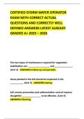 CERTIFIED STORM WATER OPERATOR EXAM WITH CORRECT ACTUAL QUESTIONS AND CORRECTLY WELL DEFINED ANSWERS LATEST ALREADY GRADED A&plus; 2025 &ndash; 2026