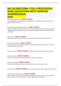 BA 302 MIDTERM 1 PSU &lpar;PROFESSOR SHIN&rpar; QUESTIONS WITH VERIFIED ANSWERS 2025