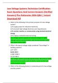 Low Voltage Systems Technician Certification  Exam Questions And Correct Answers &lpar;Verified  Answers&rpar; Plus Rationales 2026 Q&A &vert; Instant  Download Pdf