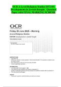 OCR A Level Religious Studies H573&sol;05   Developments in Jewish thought Question  Paper with FINAL MARKING SCHEME