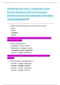 NCCER Electrical Level 1 Certification Exam  Practice Questions And Correct Answers  &lpar;Verified Answers&rpar; Plus Rationales 2026 Q&A &vert;  Instant Download Pdf 