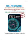 Test Bank For Lehninger Principles of Biochemistry 8th Edition By David L&period; Nelson&semi; Michael M&period; Cox &vert; 9781319228002 &vert; &vert; Chapter 1-28 &vert; All Chapters with Answers and Rationals