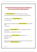 Tennessee Real Estate Exam Final Exam Questions &  Correct Answers &lpar;Well Verified&rpar; Graded A&plus;