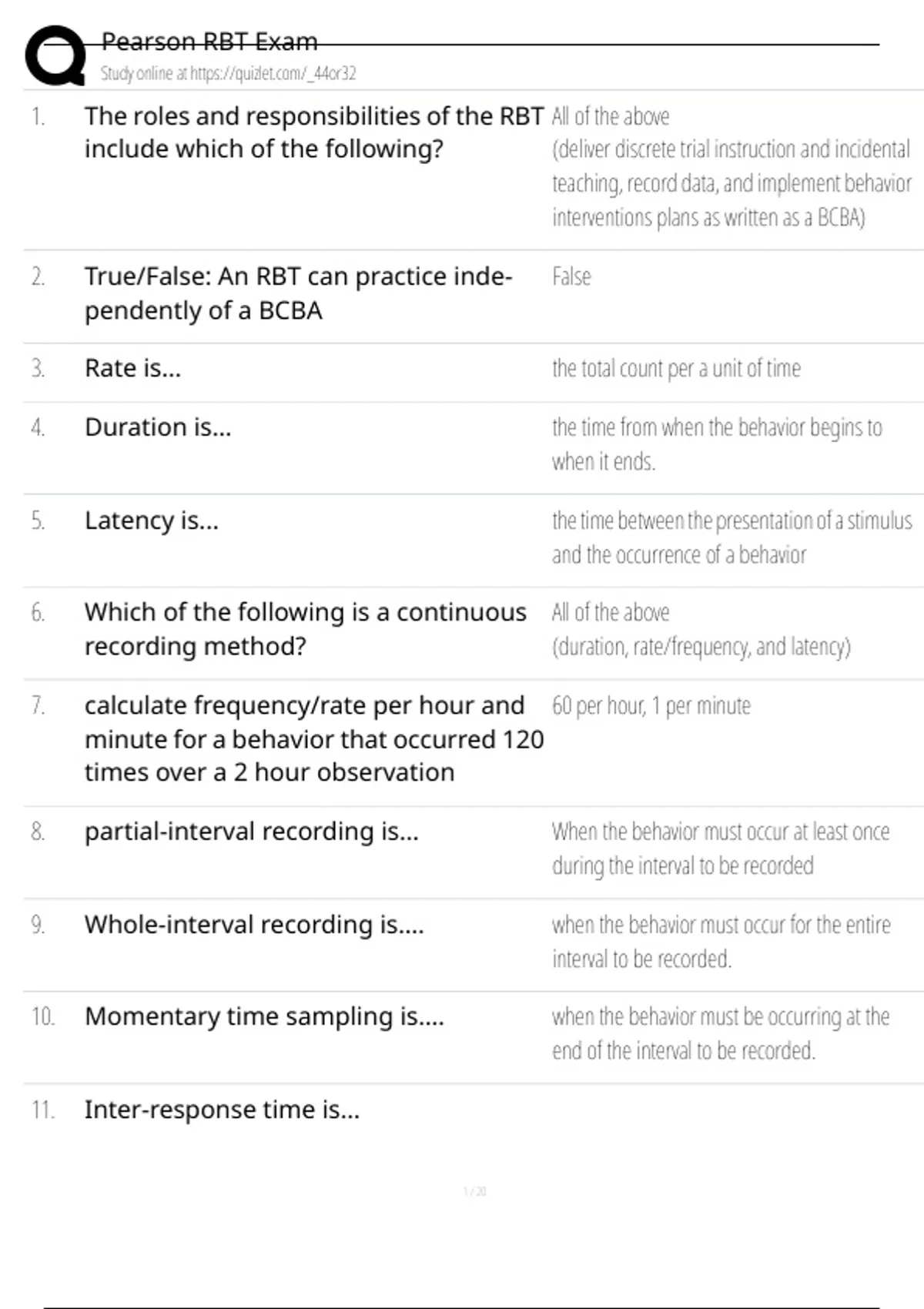 RBT Exam — Class Notes, Study Guide & Test Bank (Registered Behavior ...