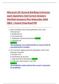 Wisconsin BC General Building Contractor  exam Questions And Correct Answers  &lpar;Verified Answers&rpar; Plus Rationales 2026  Q&A &vert; Instant Download Pdf