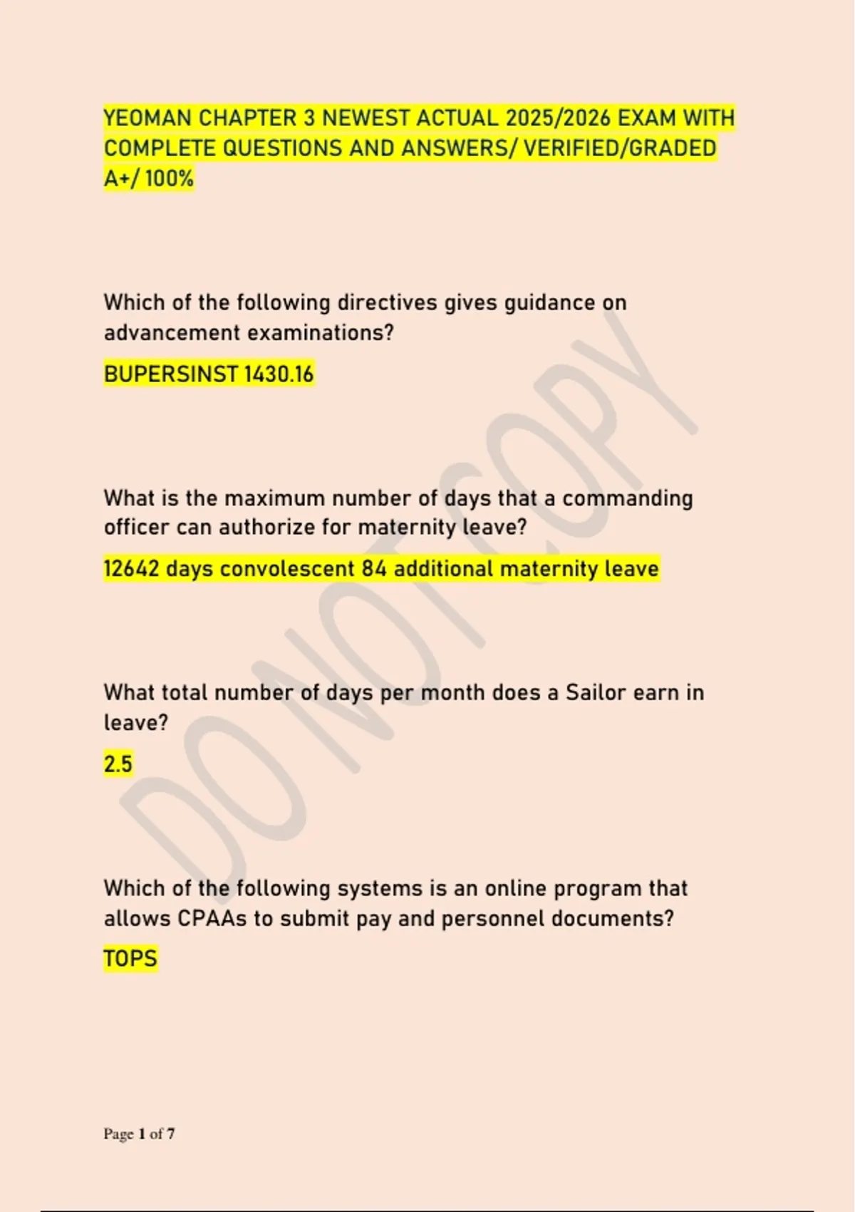 YEOMAN CHAPTER 3 NEWEST ACTUAL 2025/2026 EXAM WITH COMPLETE QUESTIONS ...