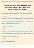 General Education Final Coaching &lpar;Latest 2025&sol;2026 Update&rpar; Study Guide &vert; 66 Questions & Correct Answers  