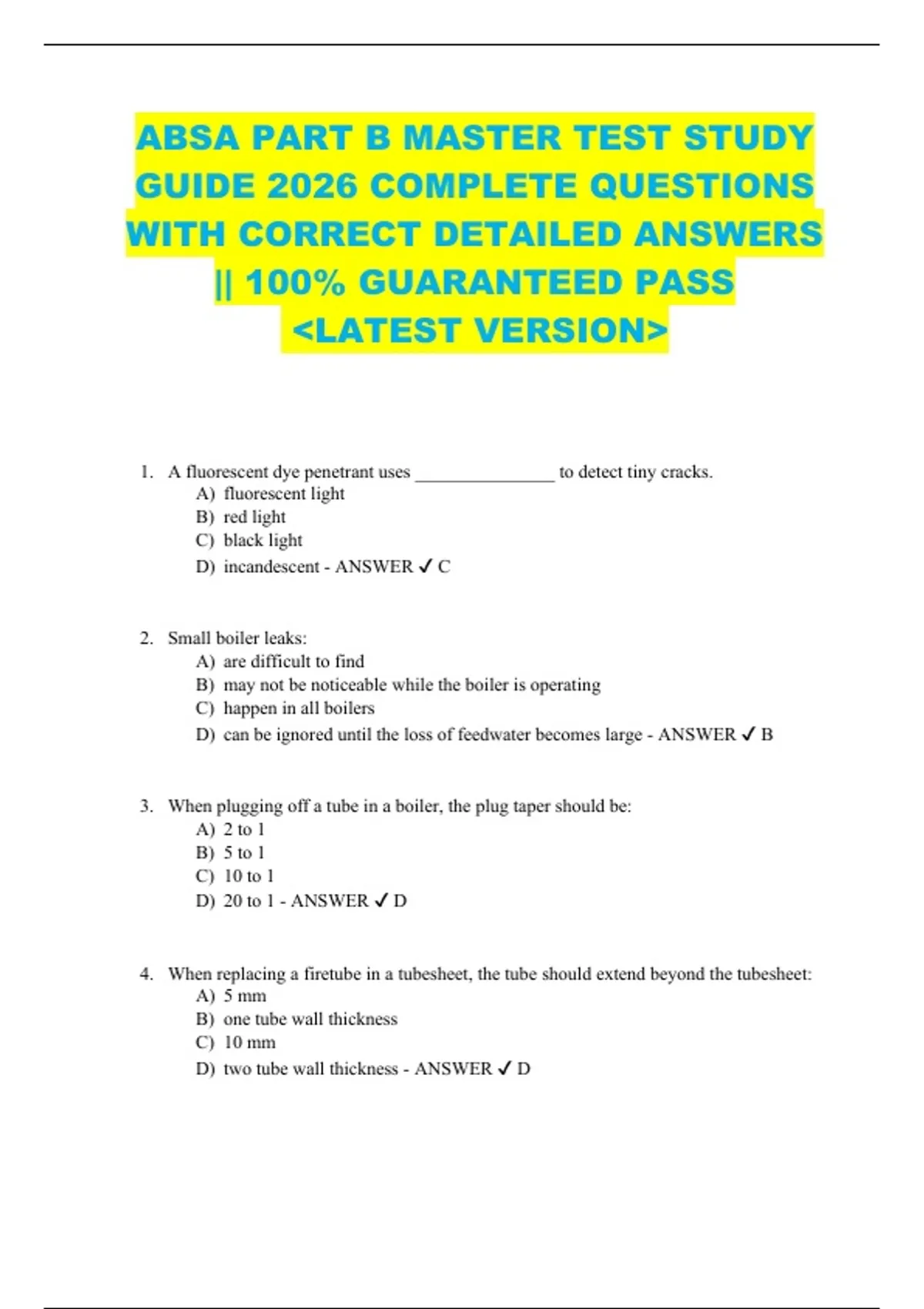 Absa Faqs.pdf ABSA PART B MASTER TEST STUDY GUIDE 2026 COMPLETE QUESTIONS WITH ...