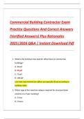 Commercial Building Contractor Exam  Practice Questions And Correct Answers  &lpar;Verified Answers&rpar; Plus Rationales  2025&vert;2026 Q&A &vert; Instant Download Pdf