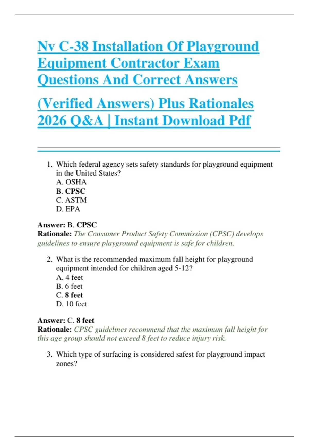 Using Else If Playgrounds Answers.pdf Nv C-38 Installation Of Playground Equipment Contractor Exam Questions ...