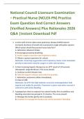 National Council Licensure Examination &ndash; Practical Nurse &lpar;NCLEX-PN&rpar; Practice  Exam Question And Correct Answers  &lpar;Verified Answers&rpar; Plus Rationales 2026  Q&A &vert;Instant Download Pdf