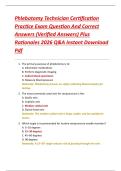 Phlebotomy Technician Certification  Practice Exam Question And Correct  Answers &lpar;Verified Answers&rpar; Plus  Rationales 2026 Q&A Instant Download  Pdf 