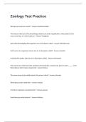 Zoology Test Practice Questions and Answers