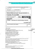 Pearson Edexcel Level I&sol;Level 2 GCSE &lpar;9-1&rpar; June 2025 - Spanish&colon; Paper I - Listening andunderstanding in Spanish - Question Paper and Mark Scheme Combined