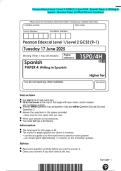 Pearson Edexcel Level 1&sol;Level 2 GCSE &lpar;9-1&rpar; June 2025 - Spanish&colon; Paper 4&colon; Writing in Spanish - Question Paper and Mark Scheme Combined