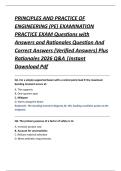 PRINCIPLES AND PRACTICE OF  ENGINEERING &lpar;PE&rpar; EXAMINATION   PRACTICE EXAM Questions with  Answers and Rationales Question And  Correct Answers &lpar;Verified Answers&rpar; Plus  Rationales 2026 Q&A &vert;Instant  Download Pdf 