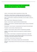 BASIC STATISTICS FOR EXERCISE SCIENCE EXAM 1- RUTGERS QUESTIONS WITH VERIFIED ANSWERS 