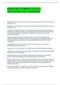 EXERCISE SCIENCE EXAM 3 QUESTIONS AND ANSWERS