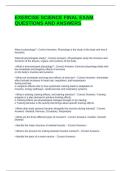 EXERCISE SCIENCE FINAL EXAM QUESTIONS AND ANSWERS