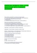 EXERCISE SCIENCE FINAL EXAM QUESTIONS WITH CORRECT ANSWERS