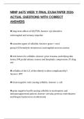 NRNP 6675 WEEK 11 FINAL EXAM PAPER 2026 ACTUAL QUESTIONS WITH CORRECT ANSWERS