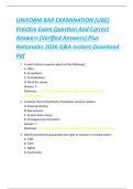 UNIFORM BAR EXAMINATION &lpar;UBE&rpar;  Practice Exam Question And Correct  Answers &lpar;Verified Answers&rpar; Plus  Rationales 2026 Q&A Instant Download  Pdf 