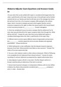Alabama Adjuster Exam Questions and Answers Grade A&plus;