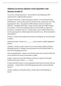 alabama insurance adjuster exam Questions and Answers Grade A&plus;