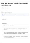 CON 3900 - Cost and Price Analysis Exam with Correct Answers