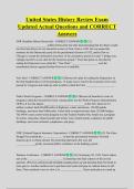 United States History Review Exam  Updated Actual Questions and CORRECT  Answers
