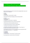 FINAL EXAM FOR EXERCISE SCIENCE QUESTIONS AND ANSWERS