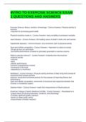 INTRO TO EXERCISE SCIENCE EXAM 1 QUESTIONS AND ANSWERS