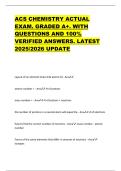 ACS CHEMISTRY ACTUAL  EXAM&period; GRADED A&plus;&period; WITH  QUESTIONS AND 100&percnt;  VERIFIED ANSWERS&period; LATEST  2025&sol;2026 UPDATE 