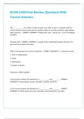 ECON 2100 Final Review Questions With Correct Answers 