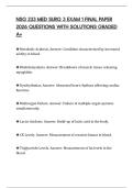 NSG 233 MED SURG 3 EXAM 1 FINAL PAPER 2026 QUESTIONS WITH SOLUTIONS GRADED A&plus;