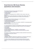 Food Service RD Exam Review Questions and Answers
