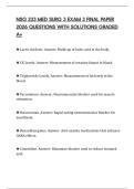 NSG 233 MED SURG 3 EXAM 3 FINAL PAPER 2026 QUESTIONS WITH SOLUTIONS GRADED A&plus;