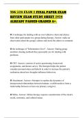 NSG 526 EXAM 2 FINAL PAPER EXAM REVIEW EXAM STUDY SHEET 2026 ALREADY PASSED GRADED A&plus;&period;