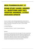 HESI PHARMACOLOGY V1  EXAM STUDY GUIDE&period; GRADED  A&plus;&period; QUESTIONS AND 100&percnt;  VERIFIED ANSWERS&period; LATEST  2025&sol;2026 UPDATE 