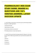 PHARMACOLOGY HESI EXAM  STUDY GUIDE&period; GRADED A&plus;&period;  QUESTIONS AND 100&percnt;  VERIFIED ANSWERS&period; LATEST  2025&sol;2026 UPDATE 