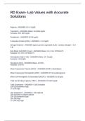 RD Exam- Lab Values with Accurate Solutions