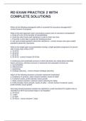 RD EXAM PRACTICE 2 WITH COMPLETE SOLUTIONS