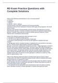 RD Exam Practice Questions with Complete Solutions