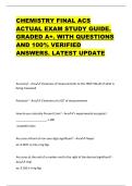 CHEMISTRY FINAL ACS  ACTUAL EXAM STUDY GUIDE&period;  GRADED A&plus;&period; WITH QUESTIONS  AND 100&percnt; VERIFIED  ANSWERS&period; LATEST UPDATE 