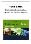 Business Law Today &lpar;9th Edition&comma; Miller & Jentz&rpar; Test Bank &ndash; Chapters 1&ndash;45 Complete Exam Questions and Answers