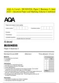 AQA A- Level- BUSINESS- Paper 3 Business 3-June 2025 - Question Paper and Marking Scheme Combined